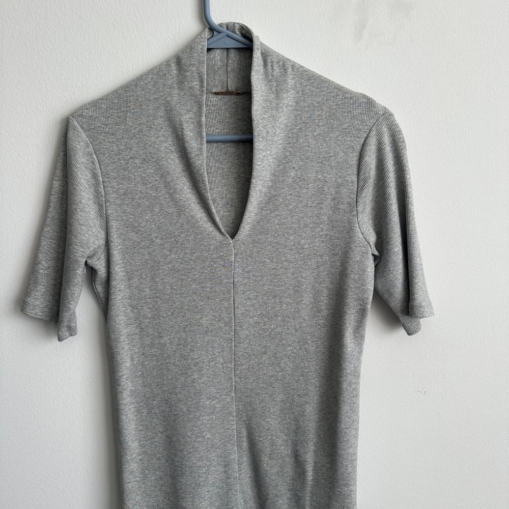 Elie Tahari Gray Short Sleeve Tee Cotton Small Size